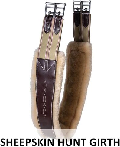 Joseph Sterling Removable Sheepskin Lined English Girth | Color Chocolate | Size 48" | 100% Sheepskin Lining | Easy-Care Sedgwick Leather | for Sensitive Skinned Horses in Saudi Arabia