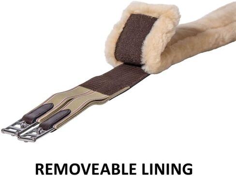 Joseph Sterling Removable Sheepskin Lined English Girth | Color Chocolate | Size 48" | 100% Sheepskin Lining | Easy-Care Sedgwick Leather | for Sensitive Skinned Horses in Saudi Arabia