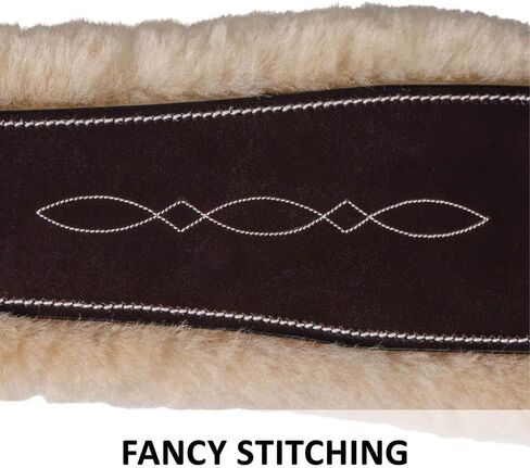 Joseph Sterling Removable Sheepskin Lined English Girth | Color Chocolate | Size 48" | 100% Sheepskin Lining | Easy-Care Sedgwick Leather | for Sensitive Skinned Horses in Saudi Arabia