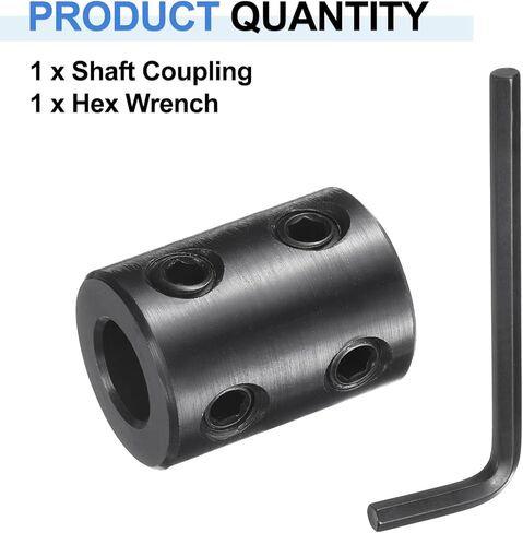 uxcell Shaft Coupling, 3/8" Bore 3/4" OD 1" Length Black Oxide Plated Steel Rigid Coupling with Hex Wrench for 3D Printers Motor Wheel (4 Screws Each Piece) in Kuwait