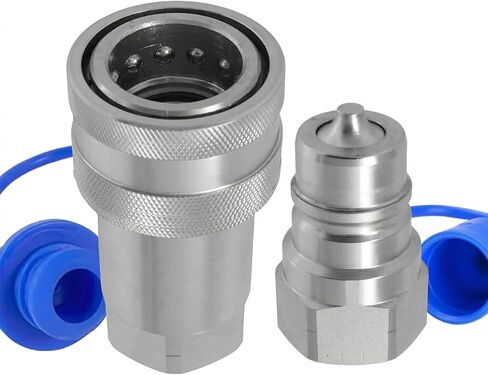 3/8" Ag ISO 7241-A Hydraulic Quick Connect Tractor Couplers with Dust Caps,Poppet Pioneer Style,Hydraulic Quick Coupler 3/8" NPT Thread & Body-1 Sets in Kuwait