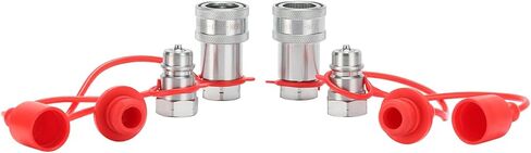 MEASUREMAN ISO 5675 Hydraulic Quick Coupler 1/2" NPT Tractor Fitting High-Strength Carbon Steel 2-Pair Set, with Red Dust Caps in Saudi Arabia