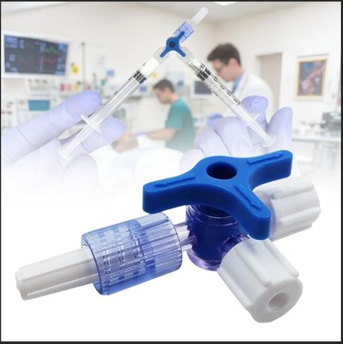 3-Way Luer Stopcock with Male Luer Lock, Disposable Stopcock Valve for Fluid Control and Tubing Systems, Clear Rotating Connector, Laboratory and Research Use, Pack of 100 in Kuwait