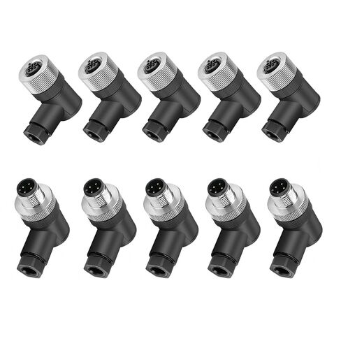 5Set M12 5-Pin أنثى + ذكر A-Code مستقيم دائري مستشعر الطيران موصل التوصيل الصناعي، سريع التجميع سلك لولبي إنهاء موصل مقاوم للماء غير محمي IP67 تصنيف: 4A، 60V in Kuwait