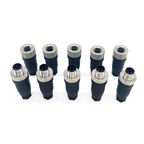 5Set M12 5-Pin أنثى + ذكر A-Code مستقيم دائري مستشعر الطيران موصل التوصيل الصناعي، سريع التجميع سلك لولبي إنهاء موصل مقاوم للماء غير محمي IP67 تصنيف: 4A، 60V in Kuwait