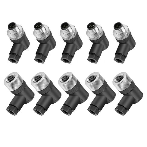 5Set M12 5-Pin أنثى + ذكر A-Code مستقيم دائري مستشعر الطيران موصل التوصيل الصناعي، سريع التجميع سلك لولبي إنهاء موصل مقاوم للماء غير محمي IP67 تصنيف: 4A، 60V in Kuwait