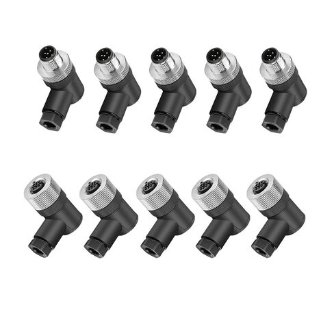 5Set M12 5-Pin أنثى + ذكر A-Code مستقيم دائري مستشعر الطيران موصل التوصيل الصناعي، سريع التجميع سلك لولبي إنهاء موصل مقاوم للماء غير محمي IP67 تصنيف: 4A، 60V in Kuwait
