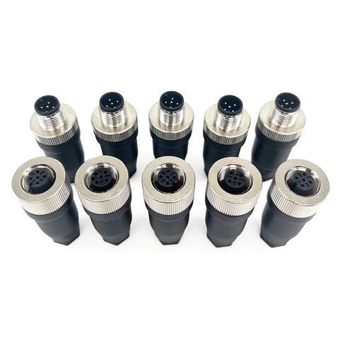 5Set M12 5-Pin أنثى + ذكر A-Code مستقيم دائري مستشعر الطيران موصل التوصيل الصناعي، سريع التجميع سلك لولبي إنهاء موصل مقاوم للماء غير محمي IP67 تصنيف: 4A، 60V in Kuwait
