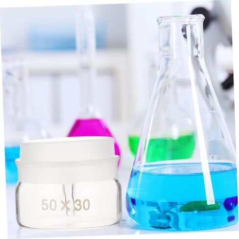 2 Pieces Glass Experiment Weighing Bottles with Lids Low-form 50x30mm Borosilicate Glass Laboratory Weighing Jars for Sample Measurement and Lab Use in Kuwait