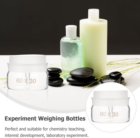 2pcs Glass Weighing Bottles Lab Sampling Holder 60x30mm Chemical Glassware Set for Laboratory Experiment with Lids in Kuwait
