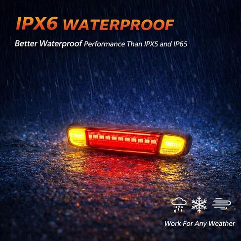 ضوء خلفي للدراجة، تحذير فلاش مزدوج أحمر وأصفر وضوء ضباب، 6 أوضاع USB-C قابلة لإعادة الشحن، وقت تشغيل 24 ساعة، ضوء دراجة LED 400 لومن، IPX6 مقاوم للماء للتنقل والركوب الليلي in Kuwait