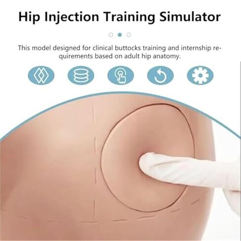 Human Buttock Muscle Injection, Silicone Reusable Human Skin Suture with Detachable Skin, Used for Nurse Practice in Saudi Arabia
