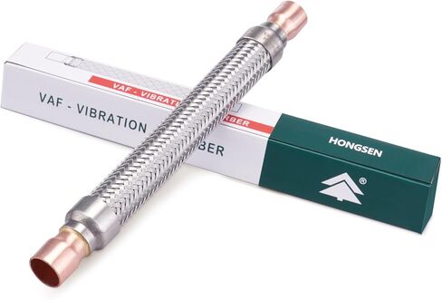 HONG SEN Refrigeration Vibration Absorber, 3/8" ODF Flexible Vibration Eliminator with Copper Tube Ends, Stainless Steel Braided Hose for HVAC and Refrigeration Systems in Kuwait