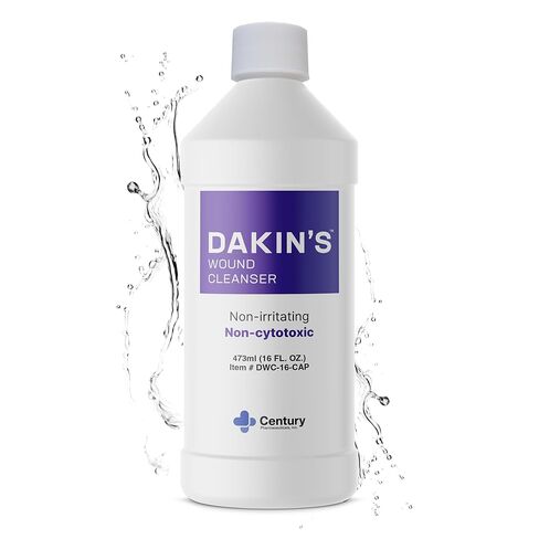 Dakin's Wound Cleanser Spray Diluted 0.0125% Sodium Hypochlorite Solution for Acute or Chronic Wounds, Non-Cytotoxic Antimicrobial No-Rinse Formula, Gentle Alcohol Free Wound Therapy, 8 oz Bottle in Kuwait