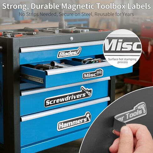 15 عبوة من ملصقات صندوق الأدوات المغناطيسية، ملصقات صندوق الأدوات مع منظمات مغناطيسية لصناديق الأدوات مع مغناطيس قوي لصناديق الأدوات الفولاذية والعربات والأدراج والخزائن (أسود) in Kuwait