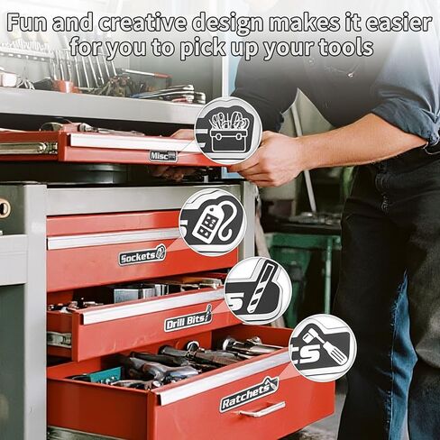 15 عبوة من ملصقات صندوق الأدوات المغناطيسية، ملصقات صندوق الأدوات مع منظمات مغناطيسية لصناديق الأدوات مع مغناطيس قوي لصناديق الأدوات الفولاذية والعربات والأدراج والخزائن (أسود) in Kuwait