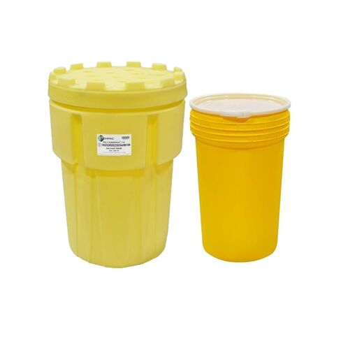 ENPAC 20-Gallon Poly-Overpack Salvage Drum, Yellow, Half-Turn Lid, Nestable, Durable in Kuwait