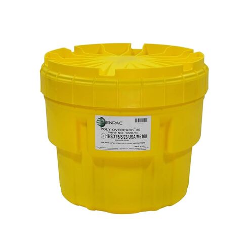 ENPAC 20-Gallon Poly-Overpack Salvage Drum, Yellow, Half-Turn Lid, Nestable, Durable in Kuwait