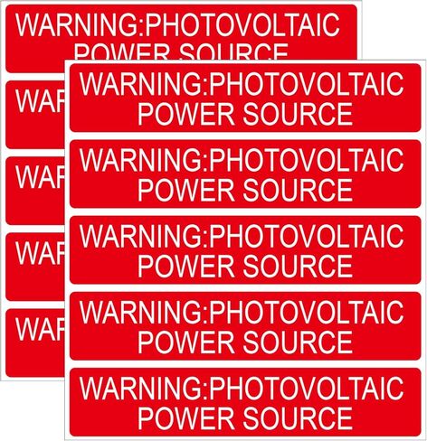 10 Pack Photovoltaic Power Source Warning Labels, Outdoor PV Label Stickers, Vinyl Labels for Photovoltaic Solar Systems(5 3/4 x1 1/8 Inches) in Kuwait