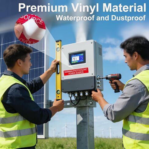 10 Pack Photovoltaic Power Source Warning Labels, Outdoor PV Label Stickers, Vinyl Labels for Photovoltaic Solar Systems(5 3/4 x1 1/8 Inches) in Kuwait