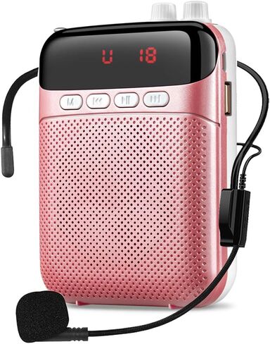 Portable Voice Amplifier for Teachers with Bluetooth, 2400mAh Rechargeable Personal Amplifier PA System Headset for Speaking Microphone for Teachers,Tour Guides, Coaches, Classroom,Yoga(Black) in Kuwait