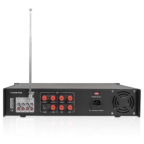 Sound Town 360W Class-D 4-Zone 70V/100V Compact Commercial Power Amplifier with Bluetooth, Aluminum, for Restaurants, Lounges, Bars, Pubs, Schools and Warehouse (SDCA360-4) in Saudi Arabia