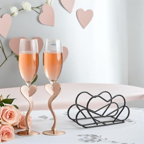 طقم حامل مناديل معدني على شكل قلب مكون من قطعتين، موزع مناشف ورقية عمودي للمطبخ وطاولة الطعام، رف مناديل سطح المكتب من الحديد الأسود للمطعم والاستخدام المنزلي in Saudi Arabia