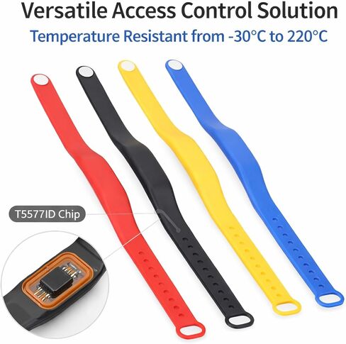 NFC Wristband Silicone Bracelet, Water Rewritable Access Control Bands 4PCS - Adjustable Size, Durable Material, Ideal for Swimming Pool and Hotel Use in Saudi Arabia