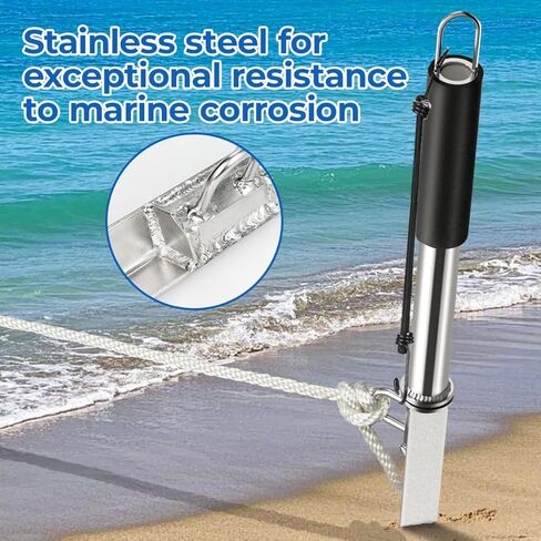 رمل سبايك قارب مرساة مطرقة منزلقة مرساة شاطئ شاطئ سبايك للقوارب، جت سكي، عائم، قوارب الكاياك، الزورق، مرساة رمل من الفولاذ المقاوم للصدأ ذاتية المطرقة in Kuwait