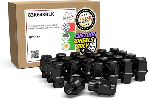 Wheel Accessories Parts 24 Pcs M14x1.5 14x1.5 Thread ET Bulge Acorn (Extra Thread) 1.42" Long Lug Nuts Black 3/4" 19mm Hex Fits Silverado 1500 F-150 RAM 1500 Toyota Tundra in Saudi Arabia
