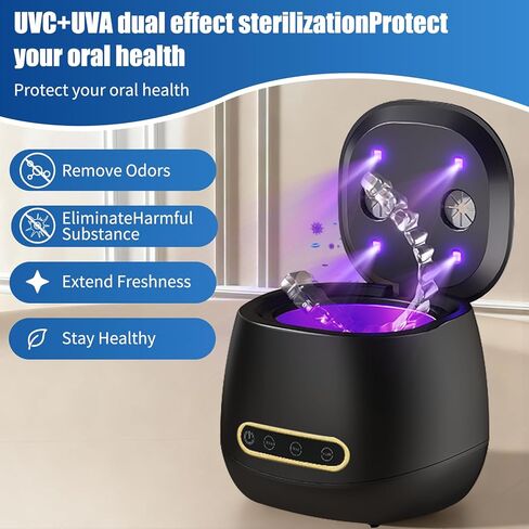 2025 Dental Ultrasonic Retainer Cleaner Machine, 45kHz Dental Cleaning Pod for Denture, Mouth Guard, Night Guard, Aligner, Braces, Toothbrush Heads, Jewelry, 200ML Denture Cleaner with Digital Timer in Kuwait