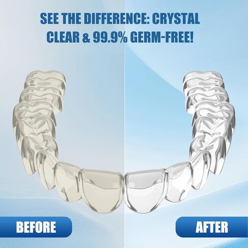 2025 Dental Ultrasonic Retainer Cleaner Machine, 45kHz Dental Cleaning Pod for Denture, Mouth Guard, Night Guard, Aligner, Braces, Toothbrush Heads, Jewelry, 200ML Denture Cleaner with Digital Timer in Kuwait