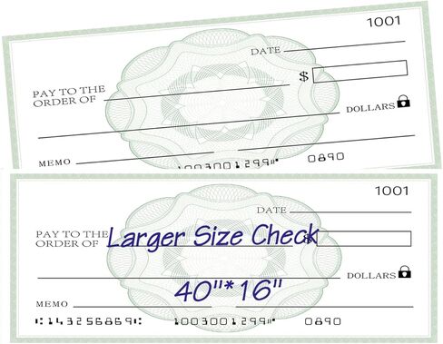 40x16 Big Checks for Presentations, 2 Pcs Reusable Dry Erase Giant Checks, Oversized Fake Checks for Presentation, Large Blank Check for School Graduation Donation Awards Fundraisers Charity Business in Saudi Arabia
