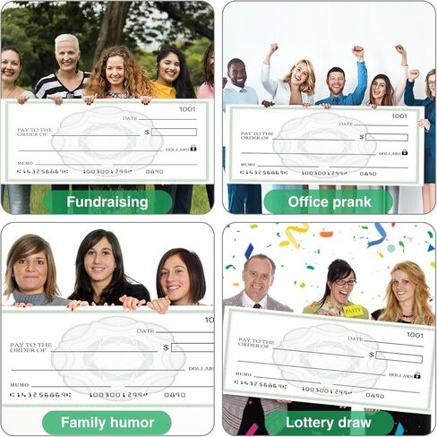 40x16 Big Checks for Presentations, 2 Pcs Reusable Dry Erase Giant Checks, Oversized Fake Checks for Presentation, Large Blank Check for School Graduation Donation Awards Fundraisers Charity Business in Saudi Arabia