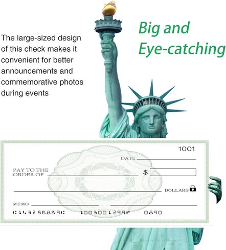 40x16 Big Checks for Presentations, 2 Pcs Reusable Dry Erase Giant Checks, Oversized Fake Checks for Presentation, Large Blank Check for School Graduation Donation Awards Fundraisers Charity Business in Saudi Arabia