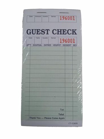 GC3616 Guest Check, One Soft Page, Green, 100 Pages/Book (Case of 50) in Saudi Arabia