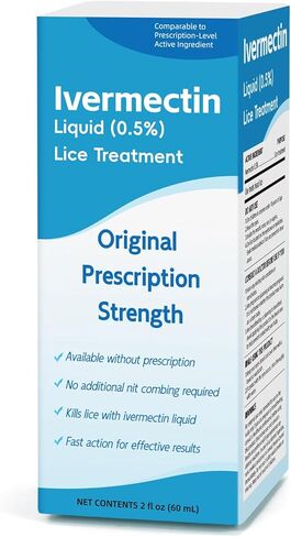 سائل ايفرمكتين 0.5% لعلاج القمل للبالغين (4 أونصة سائلة)، سريع المفعول، علاج قوي لقمل الرأس والبيض، تركيبة سائلة موضعية، للبالغين in Kuwait