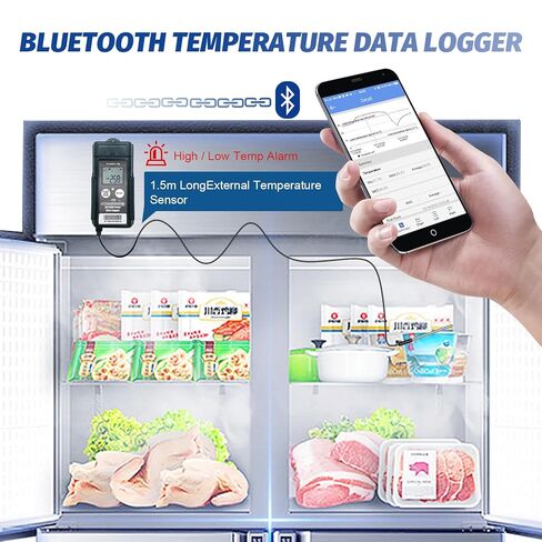 Tzone مسجل بيانات درجة الحرارة بلوتوث USB مسجل درجة حرارة منخفضة مع مسبار، مسجل ميزان حرارة الفريزر الرقمي مع تقرير تلقائي، مستشعر درجة الحرارة لمراقبة نقل سلسلة التبريد في مختبر الثلاجة in Kuwait