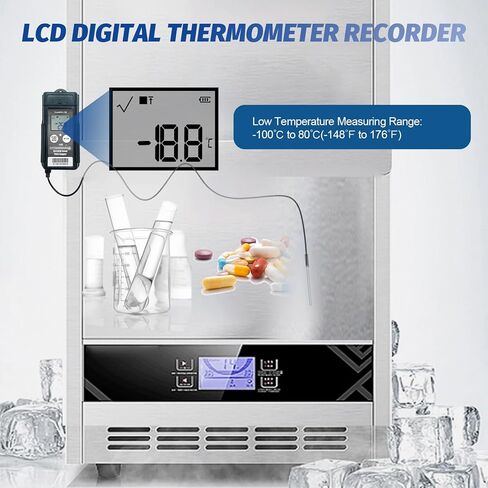 Tzone مسجل بيانات درجة الحرارة بلوتوث USB مسجل درجة حرارة منخفضة مع مسبار، مسجل ميزان حرارة الفريزر الرقمي مع تقرير تلقائي، مستشعر درجة الحرارة لمراقبة نقل سلسلة التبريد في مختبر الثلاجة in Kuwait