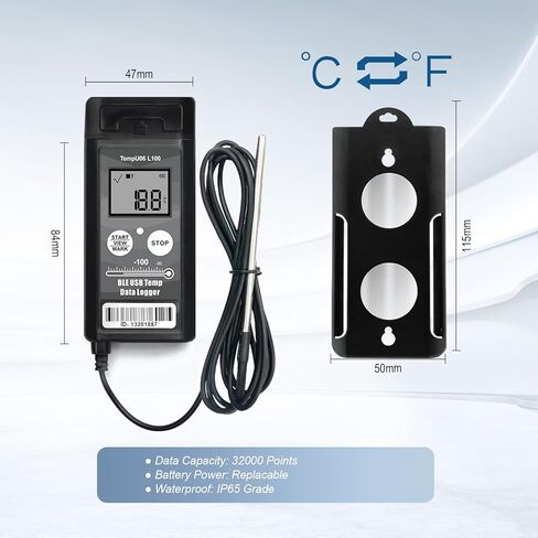 Tzone مسجل بيانات درجة الحرارة بلوتوث USB مسجل درجة حرارة منخفضة مع مسبار، مسجل ميزان حرارة الفريزر الرقمي مع تقرير تلقائي، مستشعر درجة الحرارة لمراقبة نقل سلسلة التبريد في مختبر الثلاجة in Kuwait
