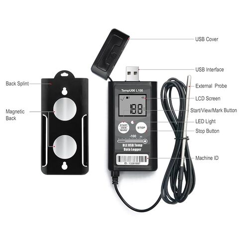 Tzone مسجل بيانات درجة الحرارة بلوتوث USB مسجل درجة حرارة منخفضة مع مسبار، مسجل ميزان حرارة الفريزر الرقمي مع تقرير تلقائي، مستشعر درجة الحرارة لمراقبة نقل سلسلة التبريد في مختبر الثلاجة in Kuwait