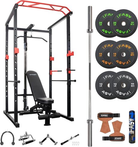 IFAST Multi-Functional Power Cage,Home Adjustable Pullup Squat Rack 1000Lbs Capacity Comprehensive Fitness Barbell Rack in Saudi Arabia