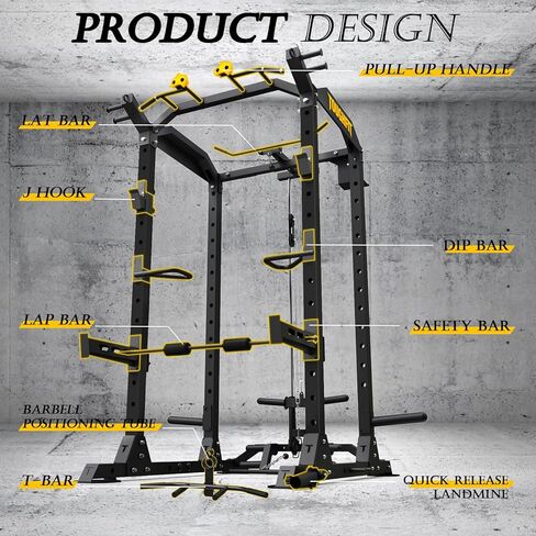 ToughFit 2024 ترقية T2 Power Cage Muti-Function Power Rack مع LAT Pulldown System Squat Rack مع الأوزان ومجموعة البار لصالة الألعاب الرياضية المنزلية مع مرفق تدريب فريد من نوعه in Kuwait