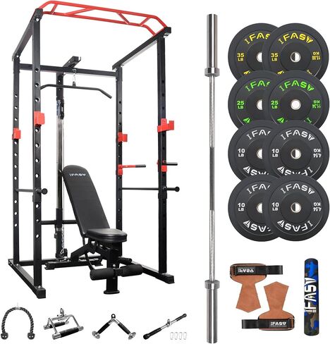 IFAST Multi-Functional Power Cage,Home Adjustable Pullup Squat Rack 1000Lbs Capacity Comprehensive Fitness Barbell Rack in Saudi Arabia