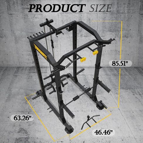 ToughFit 2024 ترقية T2 Power Cage Muti-Function Power Rack مع LAT Pulldown System Squat Rack مع الأوزان ومجموعة البار لصالة الألعاب الرياضية المنزلية مع مرفق تدريب فريد من نوعه in Kuwait