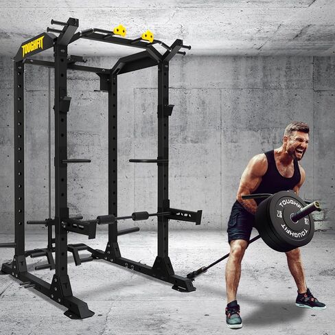 ToughFit 2024 ترقية T2 Power Cage Muti-Function Power Rack مع LAT Pulldown System Squat Rack مع الأوزان ومجموعة البار لصالة الألعاب الرياضية المنزلية مع مرفق تدريب فريد من نوعه in Kuwait