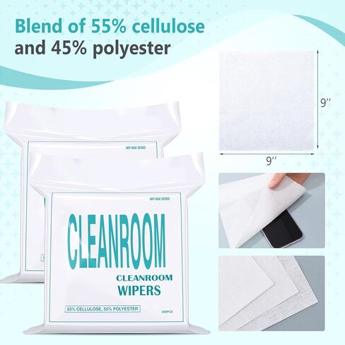 Outus 900 Pcs Cleanroom Wipes (9"x9", 56 Gsm) Lint Free Cloths Nonwoven Microfiber Disposable Wipes Ultra-fine Filaments Laser Sealed Edge for Lab Electronics Printing Semiconductor Industries in Saudi Arabia