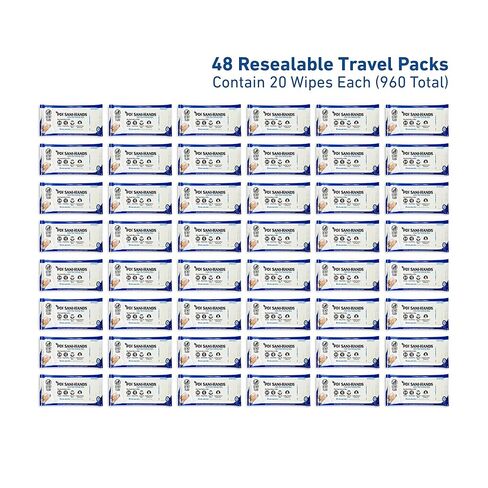 PDI Healthcare P71520 Sani-Hands Instant Hand Sanitizing Wipes, 48 Count Travel Pack (20 Wipes Each), 5.5" x 8.4" Size (Pack of 960), 70% Ethyl Alcohol, Textured Wipes with Aloe & Vitamin E in Saudi Arabia