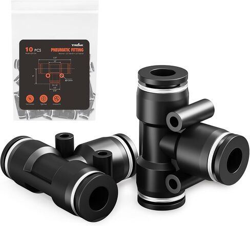 1/2" OD Push to Connect Fittings – Air Line Tee Connectors, Quick Connect Pneumatic Fittings, Push Lock Air Hose Fittings for Compressor, Air Tools & Tubing (10 PCS) in Kuwait