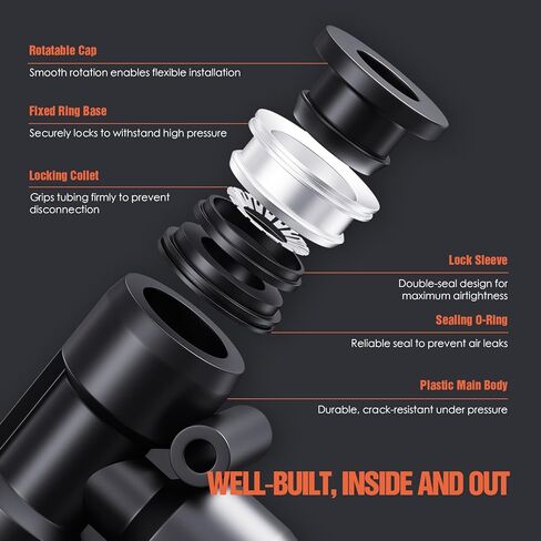 1/2" OD Push to Connect Fittings – Air Line Tee Connectors, Quick Connect Pneumatic Fittings, Push Lock Air Hose Fittings for Compressor, Air Tools & Tubing (10 PCS) in Kuwait